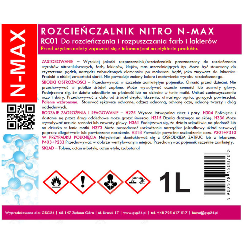 Tirpiklio skiediklis NITRO RC-01 N-MAX 1L
