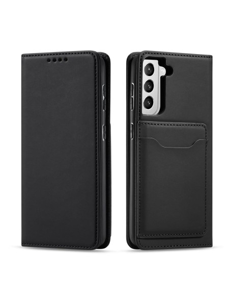 Magnetinis kortelės dėklas, skirtas Samsung Galaxy S22+ (S22 Plus) padengti kortelę Piniginės kortelės stovas juodas