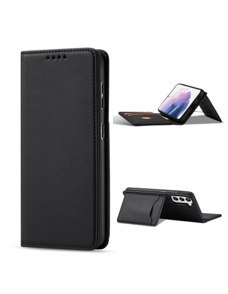 Magnetinis kortelės dėklas, skirtas Samsung Galaxy S22+ (S22 Plus) padengti kortelę Piniginės kortelės stovas juodas