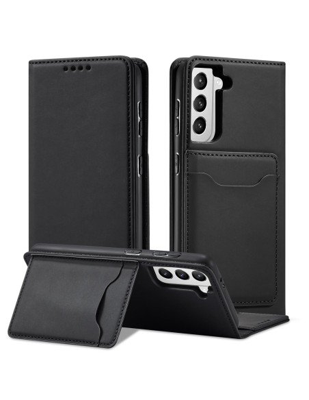 Magnetinis kortelės dėklas, skirtas Samsung Galaxy S22+ (S22 Plus) padengti kortelę Piniginės kortelės stovas juodas