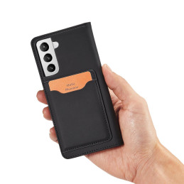 Magnetinis kortelės dėklas, skirtas Samsung Galaxy S22+ (S22 Plus) padengti kortelę Piniginės kortelės stovas juodas