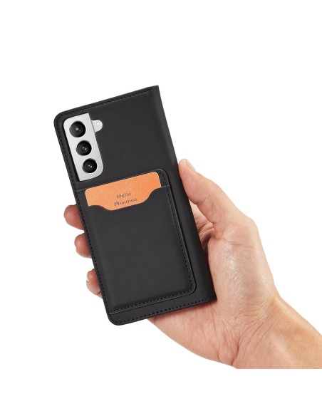 Magnetinis kortelės dėklas, skirtas Samsung Galaxy S22+ (S22 Plus) padengti kortelę Piniginės kortelės stovas juodas