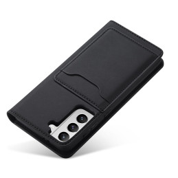 Magnetinis kortelės dėklas, skirtas Samsung Galaxy S22+ (S22 Plus) padengti kortelę Piniginės kortelės stovas juodas