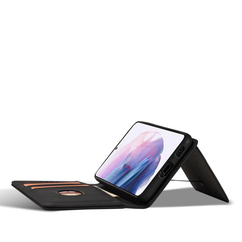 Magnetinis kortelės dėklas, skirtas Samsung Galaxy S22+ (S22 Plus) padengti kortelę Piniginės kortelės stovas juodas