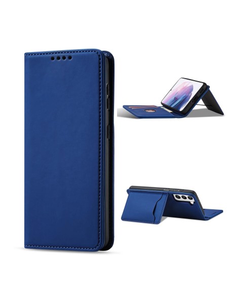 Magnetinis kortelės dėklas, skirtas Samsung Galaxy S22+ (S22 Plus) padengti kortelę Piniginės kortelės stovas mėlynas