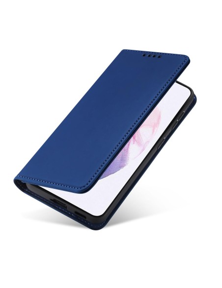 Magnetinis kortelės dėklas, skirtas Samsung Galaxy S22+ (S22 Plus) padengti kortelę Piniginės kortelės stovas mėlynas