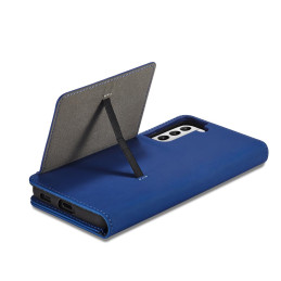 Magnetinis kortelės dėklas, skirtas Samsung Galaxy S22+ (S22 Plus) padengti kortelę Piniginės kortelės stovas mėlynas