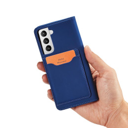 Magnetinis kortelės dėklas, skirtas Samsung Galaxy S22+ (S22 Plus) padengti kortelę Piniginės kortelės stovas mėlynas