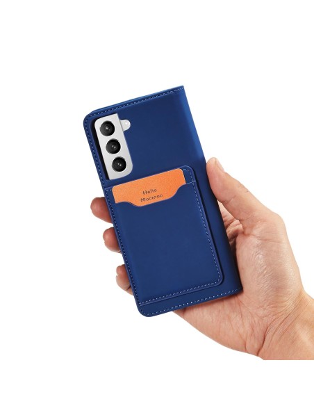Magnetinis kortelės dėklas, skirtas Samsung Galaxy S22+ (S22 Plus) padengti kortelę Piniginės kortelės stovas mėlynas