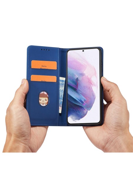 Magnetinis kortelės dėklas, skirtas Samsung Galaxy S22+ (S22 Plus) padengti kortelę Piniginės kortelės stovas mėlynas