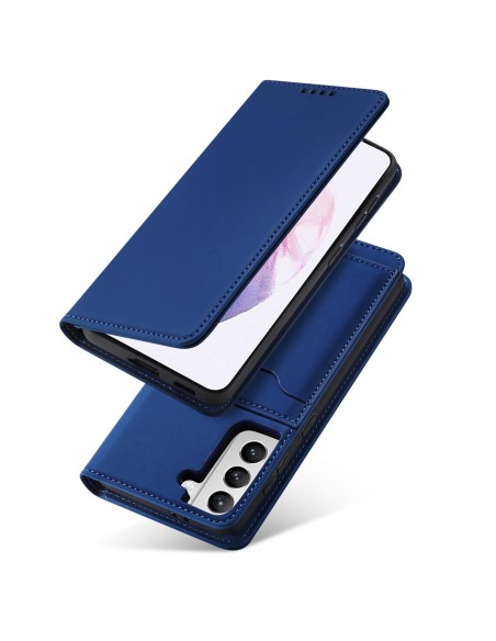 Magnetinis kortelės dėklas, skirtas Samsung Galaxy S22+ (S22 Plus) padengti kortelę Piniginės kortelės stovas mėlynas