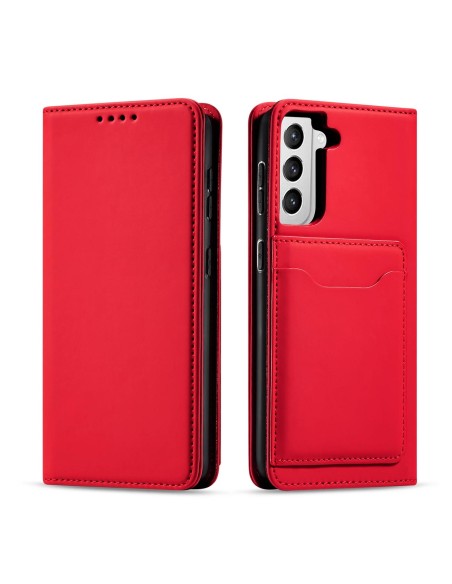 Magnet Card Case dėklas, skirtas Samsung Galaxy S22+ (S22 Plus) padengti kortelės piniginės kortelių stovas raudonas Magnet Card Case dėklas, skirtas Samsung Galaxy S22+ (S22 Plus) padengti kortelės piniginės kortelių stovas raudonas