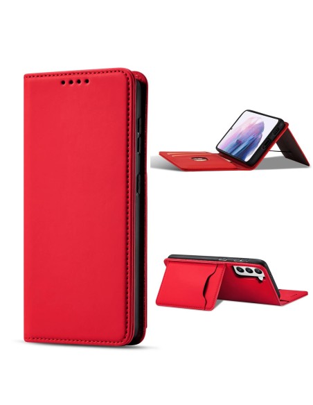 Magnet Card Case dėklas, skirtas Samsung Galaxy S22+ (S22 Plus) padengti kortelės piniginės kortelių stovas raudonas Magnet Card Case dėklas, skirtas Samsung Galaxy S22+ (S22 Plus) padengti kortelės piniginės kortelių stovas raudonas