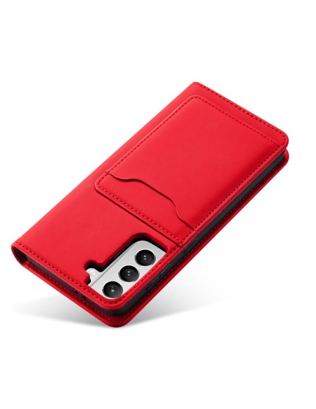 Magnet Card Case dėklas, skirtas Samsung Galaxy S22+ (S22 Plus) padengti kortelės piniginės kortelių stovas raudonas Magnet Card Case dėklas, skirtas Samsung Galaxy S22+ (S22 Plus) padengti kortelės piniginės kortelių stovas raudonas