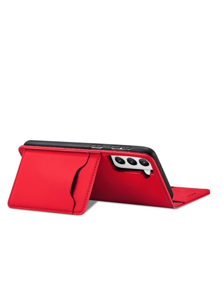 Magnet Card Case dėklas, skirtas Samsung Galaxy S22+ (S22 Plus) padengti kortelės piniginės kortelių stovas raudonas Magnet Card Case dėklas, skirtas Samsung Galaxy S22+ (S22 Plus) padengti kortelės piniginės kortelių stovas raudonas