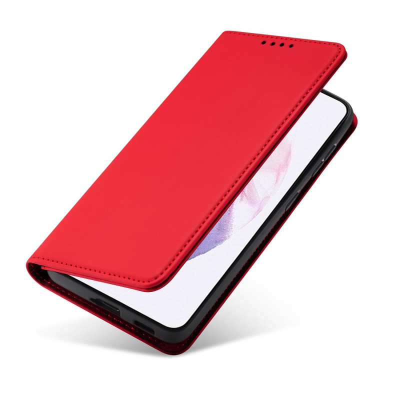 Magnet Card Case dėklas, skirtas Samsung Galaxy S22+ (S22 Plus) padengti kortelės piniginės kortelių stovas raudonas