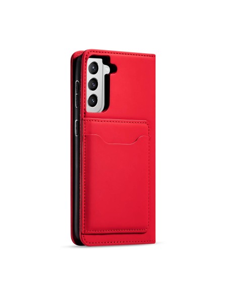 Magnet Card Case dėklas, skirtas Samsung Galaxy S22+ (S22 Plus) padengti kortelės piniginės kortelių stovas raudonas Magnet Card Case dėklas, skirtas Samsung Galaxy S22+ (S22 Plus) padengti kortelės piniginės kortelių stovas raudonas