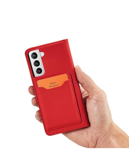 Magnet Card Case dėklas, skirtas Samsung Galaxy S22+ (S22 Plus) padengti kortelės piniginės kortelių stovas raudonas Magnet Card Case dėklas, skirtas Samsung Galaxy S22+ (S22 Plus) padengti kortelės piniginės kortelių stovas raudonas