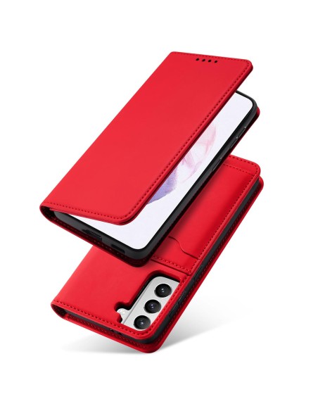 Magnet Card Case dėklas, skirtas Samsung Galaxy S22+ (S22 Plus) padengti kortelės piniginės kortelių stovas raudonas Magnet Card Case dėklas, skirtas Samsung Galaxy S22+ (S22 Plus) padengti kortelės piniginės kortelių stovas raudonas