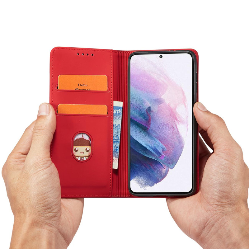 Magnet Card Case dėklas, skirtas Samsung Galaxy S22+ (S22 Plus) padengti kortelės piniginės kortelių stovas raudonas