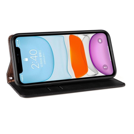 Magnetinio dirželio dėklas iPhone 12, piniginės dangtelis + mini dirželis, pakabukas, juodas