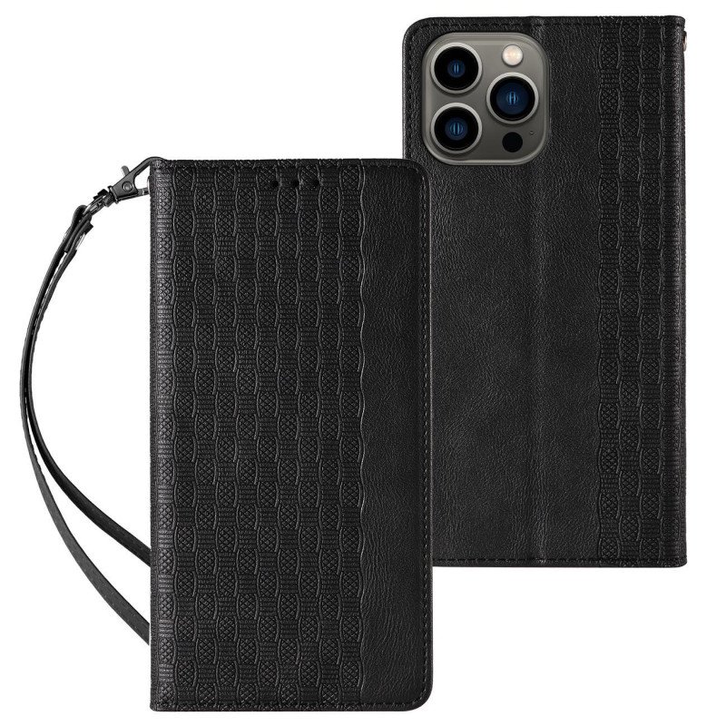 Magnetinio dirželio dėklas, skirtas iPhone 12 Pro Max, piniginės dangtelis + mini dirželis, pakabukas, juodas