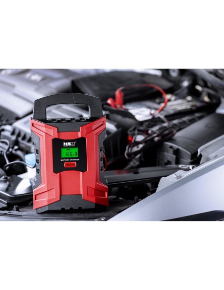 Automatinis automobilio akumuliatoriaus įkroviklis su LCD atminties funkcija 180 W 6/12 V 2/10 A Automatinis automobilio akumuliatoriaus įkroviklis su LCD atminties funkcija 180 W 6/12 V 2/10 A