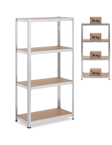 Metalinė laikymo lentyna su 4 lentynomis 320 kg 80 x 40 x 160 cm pilka
