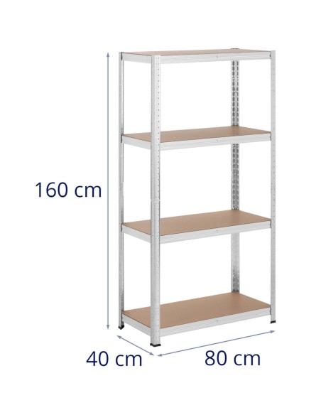 Metalinė laikymo lentyna su 4 lentynomis 320 kg 80 x 40 x 160 cm pilka