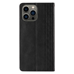 Magnetinio dirželio dėklas, skirtas iPhone 13 Pro Max, piniginės dangtelis + mini pakabukas, juodas