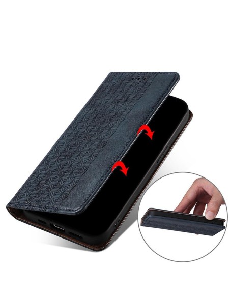 Magnetinio dirželio dėklas, skirtas Samsung Galaxy A12 5G piniginės dangtelis + mini pakabukas, mėlynas