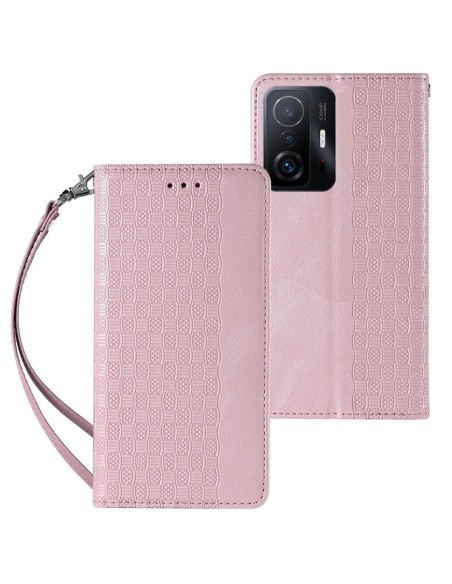Magnetinio dirželio dėklas, skirtas Samsung Galaxy A12 5G padengti pinigine + mini pakabukas, rožinis Magnetinio dirželio dėklas, skirtas Samsung Galaxy A12 5G padengti pinigine + mini pakabukas, rožinis