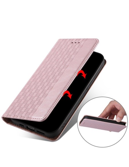Magnetinio dirželio dėklas, skirtas Samsung Galaxy A12 5G padengti pinigine + mini pakabukas, rožinis Magnetinio dirželio dėklas, skirtas Samsung Galaxy A12 5G padengti pinigine + mini pakabukas, rožinis