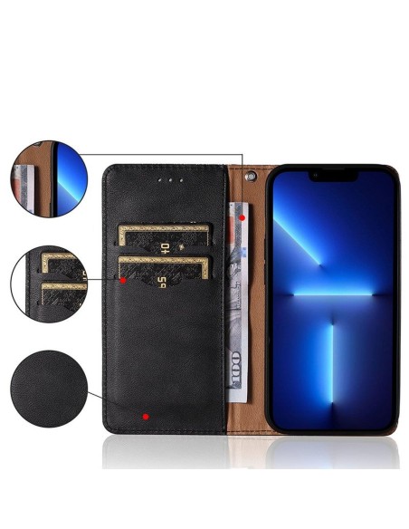 Magnetinio dirželio dėklas, skirtas Samsung Galaxy A13 5G piniginės dangtelis + juodas mini pakabukas su dirželiu