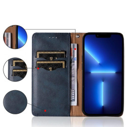 Magnetinio dirželio dėklas, skirtas Samsung Galaxy A13 5G piniginės dangtelis + mini pakabukas, mėlynas