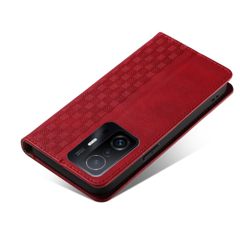 Magnetinio dirželio dėklas, skirtas „Xiaomi Redmi Note 11 Pro Cover“ piniginei + mini pakabukas raudonai