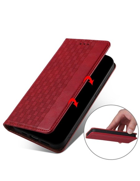 Magnetinio dirželio dėklas, skirtas „Xiaomi Redmi Note 11 Pro Cover“ piniginei + mini pakabukas raudonai