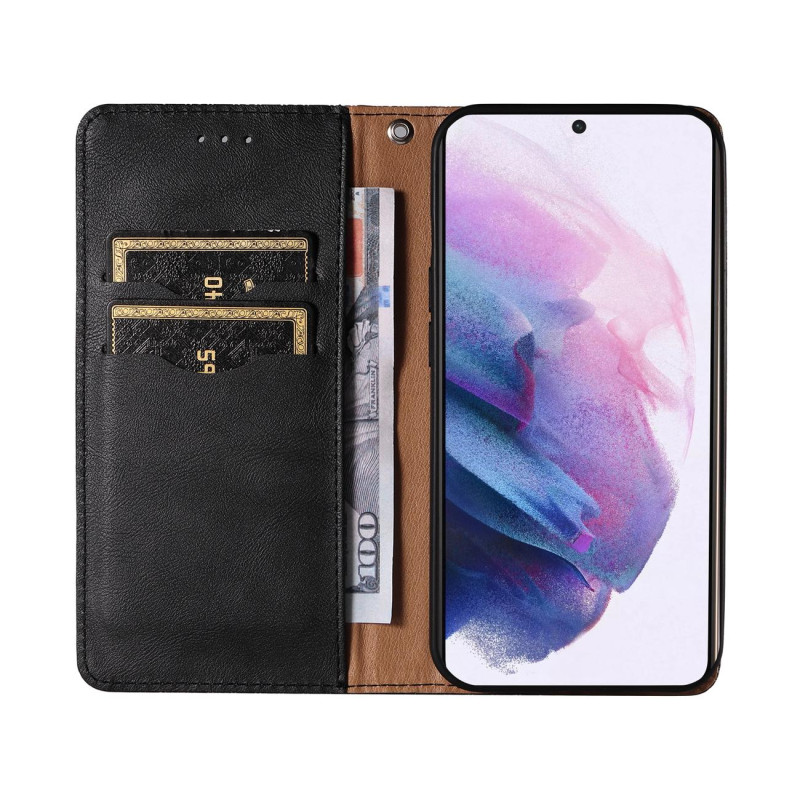 Magnetinio dirželio dėklas, skirtas Samsung Galaxy S22+ (S22 Plus) piniginės dangtelis + juodas mini pakabukas su diržel...