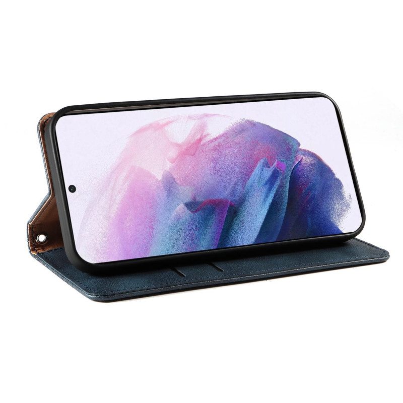 Magnetinio dirželio dėklas, skirtas Samsung Galaxy S22+ (S22 Plus) piniginės dangtelis + mini pakabukas mėlynai