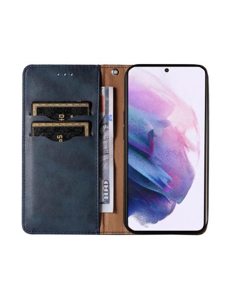 Magnetinio dirželio dėklas, skirtas Samsung Galaxy S22 Ultra piniginės dangtelis + mini mėlynos spalvos pakabukas Magnetinio dirželio dėklas, skirtas Samsung Galaxy S22 Ultra piniginės dangtelis + mini mėlynos spalvos pakabukas