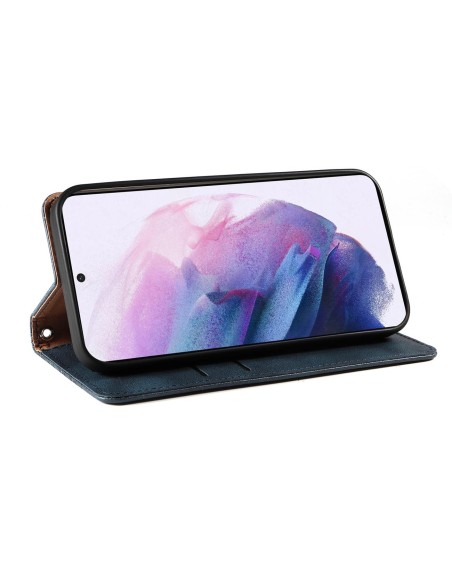 Magnetinio dirželio dėklas, skirtas Samsung Galaxy S22 Ultra piniginės dangtelis + mini mėlynos spalvos pakabukas Magnetinio dirželio dėklas, skirtas Samsung Galaxy S22 Ultra piniginės dangtelis + mini mėlynos spalvos pakabukas
