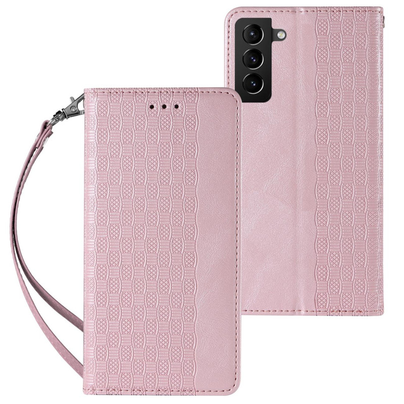 Magnetinio dirželio dėklas, skirtas Samsung Galaxy S22 Ultra piniginės užvalkalui + mini rožinis pakabukas