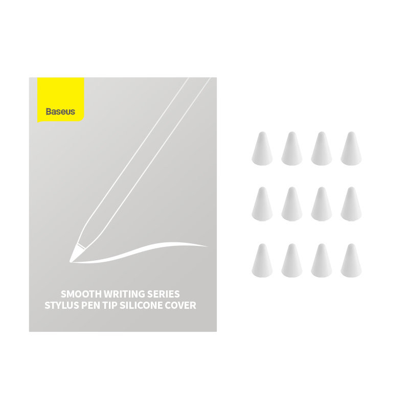 Silikoniniai rašiklio antgaliai balti vidutiniai 12vnt.