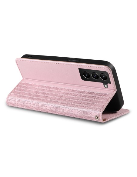 Magnetinio dirželio dėklas, skirtas Samsung Galaxy S22 Ultra piniginės užvalkalui + mini rožinis pakabukas Magnetinio dirželio dėklas, skirtas Samsung Galaxy S22 Ultra piniginės užvalkalui + mini rožinis pakabukas