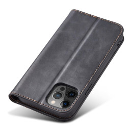 Magnet Fancy Case dėklas skirtas iPhone 12 Pro, dangtelis, kortelių piniginė, kortelių stovas, juodas