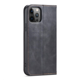 Magnet Fancy Case dėklas skirtas iPhone 12 Pro, dangtelis, kortelių piniginė, kortelių stovas, juodas
