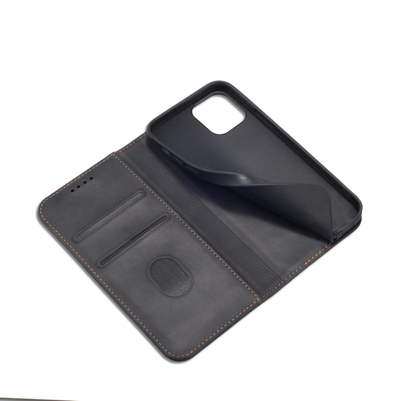 Magnet Fancy Case dėklas skirtas iPhone 12 Pro, dangtelis, kortelių piniginė, kortelių stovas, juodas