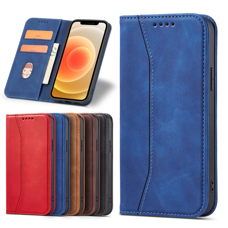 Magnet Fancy Case dėklas skirtas iPhone 12 Pro, dangtelis, kortelių piniginė, kortelių stovas, mėlynas