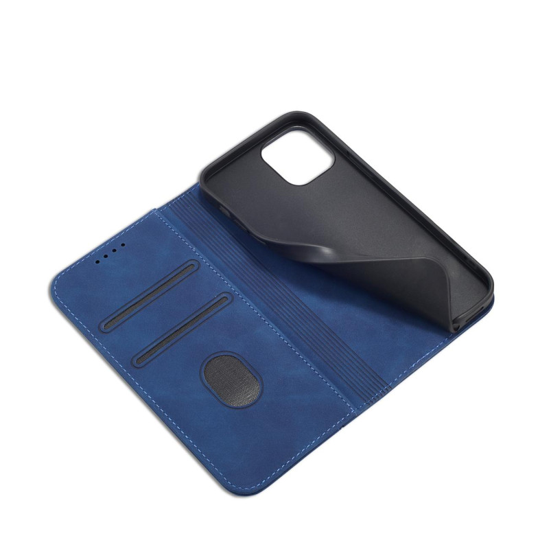 Magnet Fancy Case dėklas skirtas iPhone 12 Pro, dangtelis, kortelių piniginė, kortelių stovas, mėlynas