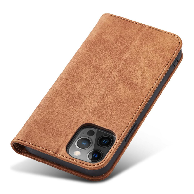 Magnet Fancy Case dėklas skirtas iPhone 12 Pro, dangtelis, kortelių piniginė, kortelių stovas, ruda